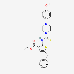 molecular formula C25H27N3O3S2 B4274988 ethyl 5-benzyl-2-({[4-(4-hydroxyphenyl)-1-piperazinyl]carbonothioyl}amino)-3-thiophenecarboxylate 