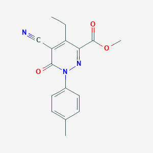 molecular formula C16H15N3O3 B427506 Methyl 5-cyano-4-ethyl-1-(4-methylphenyl)-6-oxo-1,6-dihydro-3-pyridazinecarboxylate 