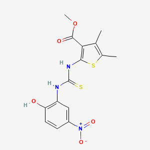 molecular formula C15H15N3O5S2 B4275116 methyl 2-({[(2-hydroxy-5-nitrophenyl)amino]carbonothioyl}amino)-4,5-dimethyl-3-thiophenecarboxylate 