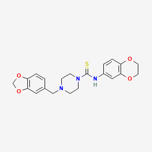 4-(1,3-benzodioxol-5-ylmethyl)-N-(2,3-dihydro-1,4-benzodioxin-6-yl)-1-piperazinecarbothioamide