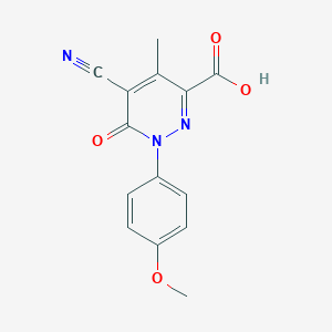 molecular formula C14H11N3O4 B427513 5-Cyano-1-(4-methoxyphenyl)-4-methyl-6-oxopyridazine-3-carboxylic acid CAS No. 128639-57-6