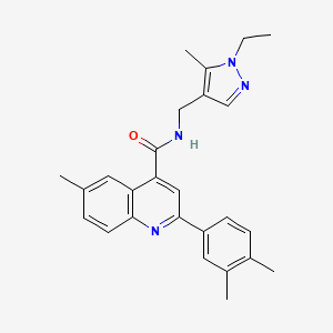 molecular formula C26H28N4O B4275136 2-(3,4-dimethylphenyl)-N-[(1-ethyl-5-methyl-1H-pyrazol-4-yl)methyl]-6-methyl-4-quinolinecarboxamide 