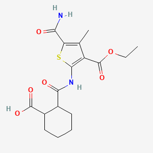 molecular formula C17H22N2O6S B4275183 2-{[5-Carbamoyl-3-(ethoxycarbonyl)-4-methylthiophen-2-yl]carbamoyl}cyclohexanecarboxylic acid 