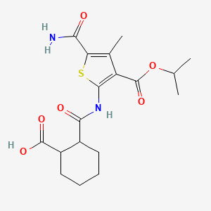 2-({5-Carbamoyl-4-methyl-3-[(propan-2-yloxy)carbonyl]thiophen-2-yl}carbamoyl)cyclohexanecarboxylic acid