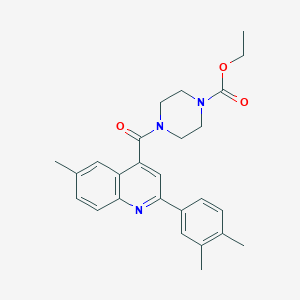 molecular formula C26H29N3O3 B4275214 ethyl 4-{[2-(3,4-dimethylphenyl)-6-methyl-4-quinolinyl]carbonyl}-1-piperazinecarboxylate 