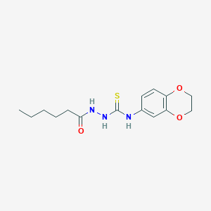 N-(2,3-dihydro-1,4-benzodioxin-6-yl)-2-hexanoylhydrazinecarbothioamide