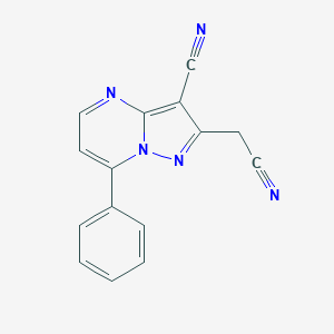 molecular formula C15H9N5 B427522 2-(Cyanomethyl)-7-phenylpyrazolo[1,5-a]pyrimidine-3-carbonitrile CAS No. 338394-58-4