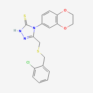 5-{[(2-chlorobenzyl)thio]methyl}-4-(2,3-dihydro-1,4-benzodioxin-6-yl)-4H-1,2,4-triazole-3-thiol