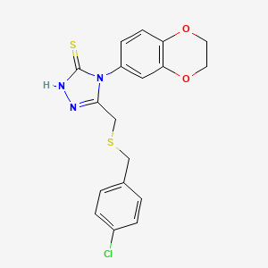 5-{[(4-chlorobenzyl)thio]methyl}-4-(2,3-dihydro-1,4-benzodioxin-6-yl)-4H-1,2,4-triazole-3-thiol