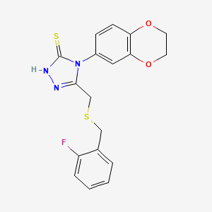 4-(2,3-dihydro-1,4-benzodioxin-6-yl)-5-{[(2-fluorobenzyl)thio]methyl}-4H-1,2,4-triazole-3-thiol