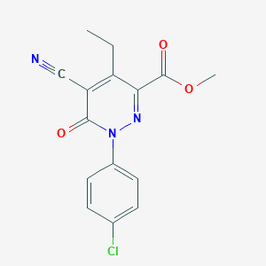 molecular formula C15H12ClN3O3 B427529 Methyl 1-(4-chlorophenyl)-5-cyano-4-ethyl-6-oxo-1,6-dihydro-3-pyridazinecarboxylate 