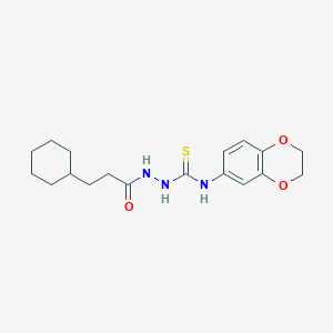 2-(3-cyclohexylpropanoyl)-N-(2,3-dihydro-1,4-benzodioxin-6-yl)hydrazinecarbothioamide