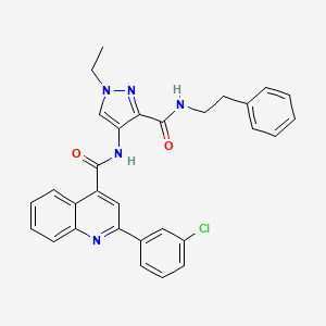 molecular formula C30H26ClN5O2 B4275299 2-(3-chlorophenyl)-N-(1-ethyl-3-{[(2-phenylethyl)amino]carbonyl}-1H-pyrazol-4-yl)-4-quinolinecarboxamide 