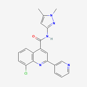 molecular formula C20H16ClN5O B4275307 8-CHLORO-N-(15-DIMETHYL-1H-PYRAZOL-3-YL)-2-(PYRIDIN-3-YL)QUINOLINE-4-CARBOXAMIDE 