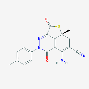 molecular formula C18H14N4O2S B427531 (1R)-9-amino-1-methyl-6-(4-methylphenyl)-3,7-dioxo-2-thia-5,6-diazatricyclo[6.3.1.04,12]dodeca-4,8(12),9-triene-10-carbonitrile 