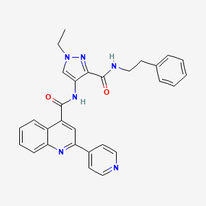 molecular formula C29H26N6O2 B4275313 N-(1-ethyl-3-{[(2-phenylethyl)amino]carbonyl}-1H-pyrazol-4-yl)-2-(4-pyridinyl)-4-quinolinecarboxamide 