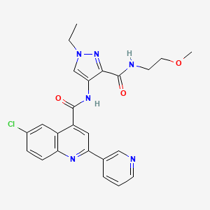 molecular formula C24H23ClN6O3 B4275346 6-chloro-N-(1-ethyl-3-{[(2-methoxyethyl)amino]carbonyl}-1H-pyrazol-4-yl)-2-(3-pyridinyl)-4-quinolinecarboxamide 