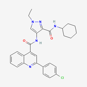 2-(4-chlorophenyl)-N-{3-[(cyclohexylamino)carbonyl]-1-ethyl-1H-pyrazol-4-yl}-4-quinolinecarboxamide