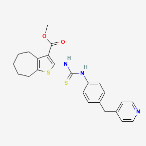 molecular formula C24H25N3O2S2 B4275408 methyl 2-[({[4-(4-pyridinylmethyl)phenyl]amino}carbonothioyl)amino]-5,6,7,8-tetrahydro-4H-cyclohepta[b]thiophene-3-carboxylate 