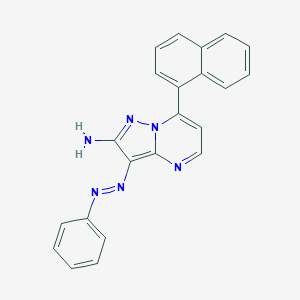 molecular formula C22H16N6 B427542 7-(1-Naphthyl)-3-(phenyldiazenyl)pyrazolo[1,5-a]pyrimidin-2-ylamine 