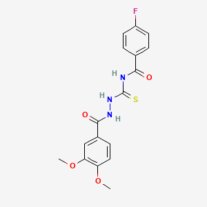 molecular formula C17H16FN3O4S B4275452 N-{[2-(3,4-dimethoxybenzoyl)hydrazino]carbonothioyl}-4-fluorobenzamide 