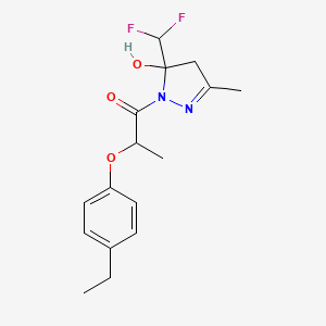 molecular formula C16H20F2N2O3 B4275462 5-(difluoromethyl)-1-[2-(4-ethylphenoxy)propanoyl]-3-methyl-4,5-dihydro-1H-pyrazol-5-ol 