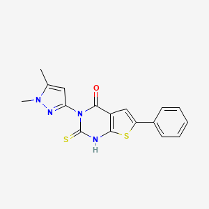 molecular formula C17H14N4OS2 B4275474 3-(1,5-dimethyl-1H-pyrazol-3-yl)-2-mercapto-6-phenylthieno[2,3-d]pyrimidin-4(3H)-one 