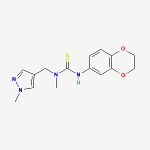 molecular formula C15H18N4O2S B4275501 N'-(2,3-dihydro-1,4-benzodioxin-6-yl)-N-methyl-N-[(1-methyl-1H-pyrazol-4-yl)methyl]thiourea 