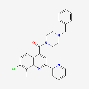 molecular formula C27H25ClN4O B4275522 4-[(4-benzyl-1-piperazinyl)carbonyl]-7-chloro-8-methyl-2-(2-pyridinyl)quinoline 