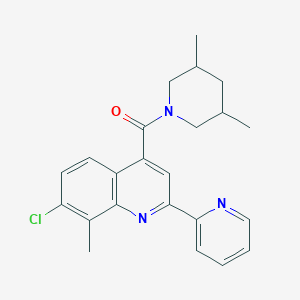 molecular formula C23H24ClN3O B4275527 [7-CHLORO-8-METHYL-2-(2-PYRIDYL)-4-QUINOLYL](3,5-DIMETHYLPIPERIDINO)METHANONE 