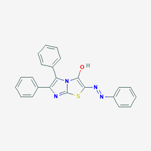 molecular formula C23H16N4OS B427555 5,6-Diphenyl-2-(phenyldiazenyl)imidazo[2,1-b][1,3]thiazol-3-ol 