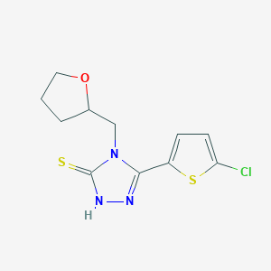 molecular formula C11H12ClN3OS2 B4275565 5-(5-chlorothiophen-2-yl)-4-(tetrahydrofuran-2-ylmethyl)-4H-1,2,4-triazole-3-thiol 