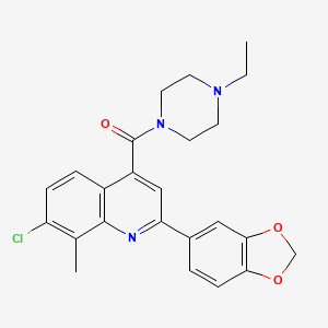 2-(2H-1,3-BENZODIOXOL-5-YL)-7-CHLORO-4-(4-ETHYLPIPERAZINE-1-CARBONYL)-8-METHYLQUINOLINE