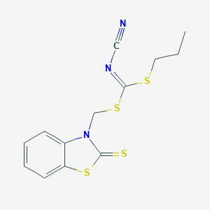 molecular formula C13H13N3S4 B427561 [Propylsulfanyl-[(2-sulfanylidene-1,3-benzothiazol-3-yl)methylsulfanyl]methylidene]cyanamide CAS No. 353254-69-0