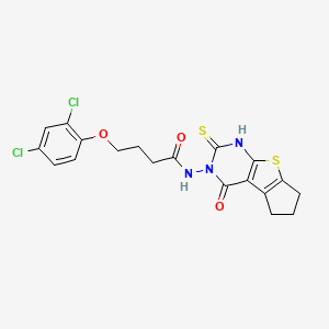 4-(2,4-dichlorophenoxy)-N-(2-mercapto-4-oxo-6,7-dihydro-4H-cyclopenta[4,5]thieno[2,3-d]pyrimidin-3(5H)-yl)butanamide