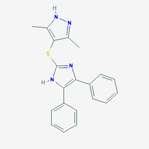 molecular formula C20H18N4S B427563 4-[(4,5-diphenyl-1H-imidazol-2-yl)sulfanyl]-3,5-dimethyl-1H-pyrazole 