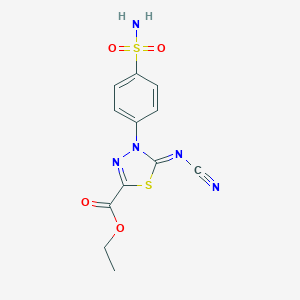 molecular formula C12H11N5O4S2 B427564 Ethyl 5-cyanoimino-4-(4-sulfamoylphenyl)-1,3,4-thiadiazole-2-carboxylate CAS No. 444791-17-7