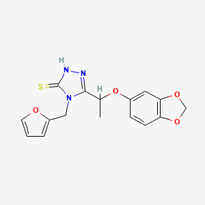 molecular formula C16H15N3O4S B4275649 5-[1-(1,3-benzodioxol-5-yloxy)ethyl]-4-(2-furylmethyl)-4H-1,2,4-triazole-3-thiol 