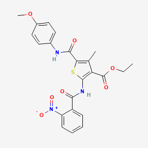 molecular formula C23H21N3O7S B4275657 ETHYL 5-[(4-METHOXYANILINO)CARBONYL]-4-METHYL-2-[(2-NITROBENZOYL)AMINO]-3-THIOPHENECARBOXYLATE 