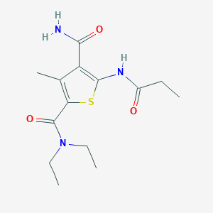 molecular formula C14H21N3O3S B4275659 N~2~,N~2~-diethyl-3-methyl-5-(propionylamino)-2,4-thiophenedicarboxamide 