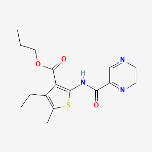 molecular formula C16H19N3O3S B4275664 propyl 4-ethyl-5-methyl-2-[(2-pyrazinylcarbonyl)amino]-3-thiophenecarboxylate 