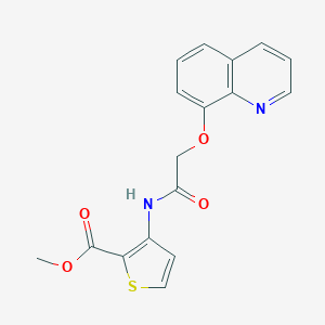 molecular formula C17H14N2O4S B427568 Methyl 3-{[(8-quinolinyloxy)acetyl]amino}-2-thiophenecarboxylate 