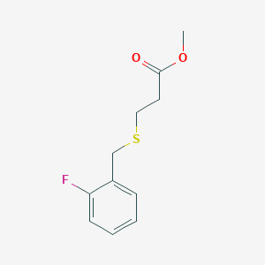 molecular formula C11H13FO2S B4275694 Methyl 3-[(2-fluorobenzyl)sulfanyl]propanoate CAS No. 725705-25-9