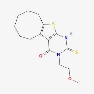 molecular formula C15H20N2O2S2 B4275705 2-mercapto-3-(2-methoxyethyl)-5,6,7,8,9,10-hexahydrocycloocta[4,5]thieno[2,3-d]pyrimidin-4(3H)-one 