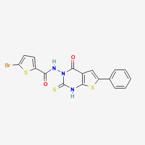 molecular formula C17H10BrN3O2S3 B4275720 5-bromo-N-(2-mercapto-4-oxo-6-phenylthieno[2,3-d]pyrimidin-3(4H)-yl)-2-thiophenecarboxamide 