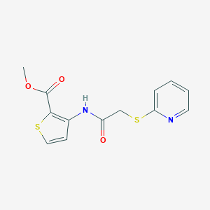 molecular formula C13H12N2O3S2 B427576 Methyl 3-{[(2-pyridinylsulfanyl)acetyl]amino}-2-thiophenecarboxylate 