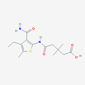 5-{[3-(aminocarbonyl)-4-ethyl-5-methyl-2-thienyl]amino}-3,3-dimethyl-5-oxopentanoic acid