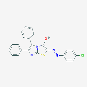 molecular formula C23H15ClN4OS B427584 2-[(4-Chlorophenyl)diazenyl]-5,6-diphenylimidazo[2,1-b][1,3]thiazol-3-ol 
