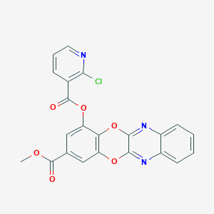 molecular formula C22H12ClN3O6 B427585 Methyl 4-{[(2-chloro-3-pyridinyl)carbonyl]oxy}[1,4]benzodioxino[2,3-b]quinoxaline-2-carboxylate 