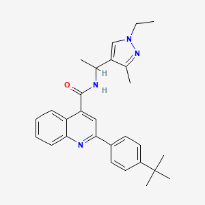 2-(4-tert-butylphenyl)-N-[1-(1-ethyl-3-methyl-1H-pyrazol-4-yl)ethyl]quinoline-4-carboxamide